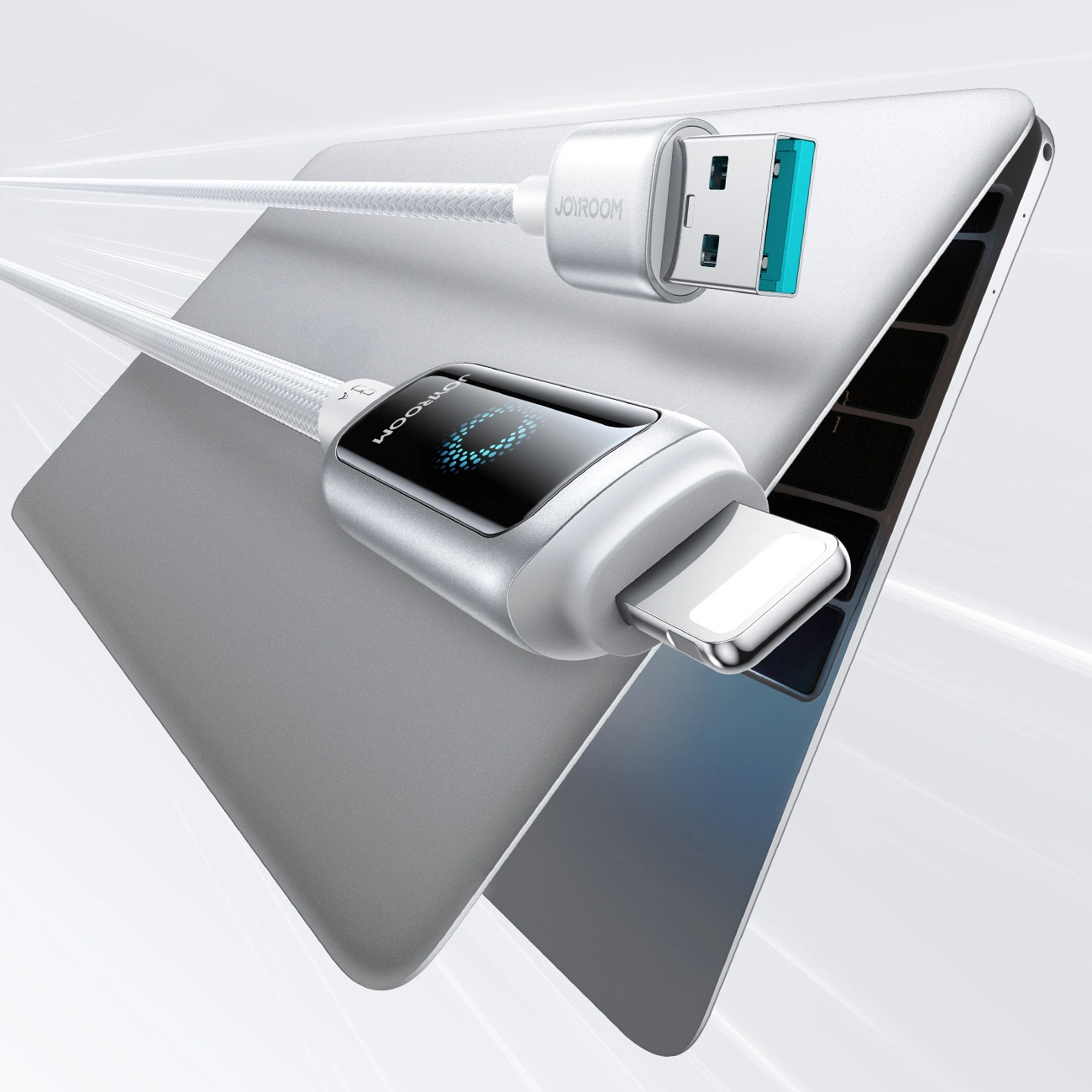Data- och laddningskabel USB-A - Lightning Joyroom S-A55 StarFlight Display, 18W, 1.2m, Vit