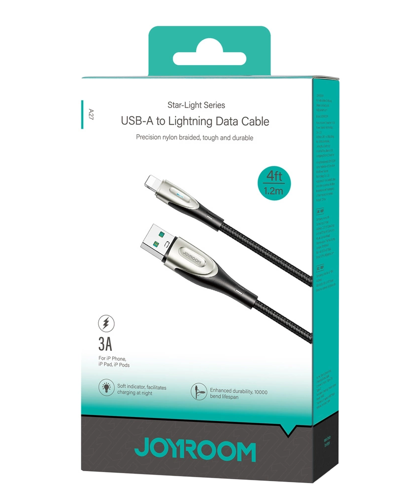 USB-A till Lightning data- och laddningskabel Joyroom SA31-AL3, 18W, 1,2m, svart