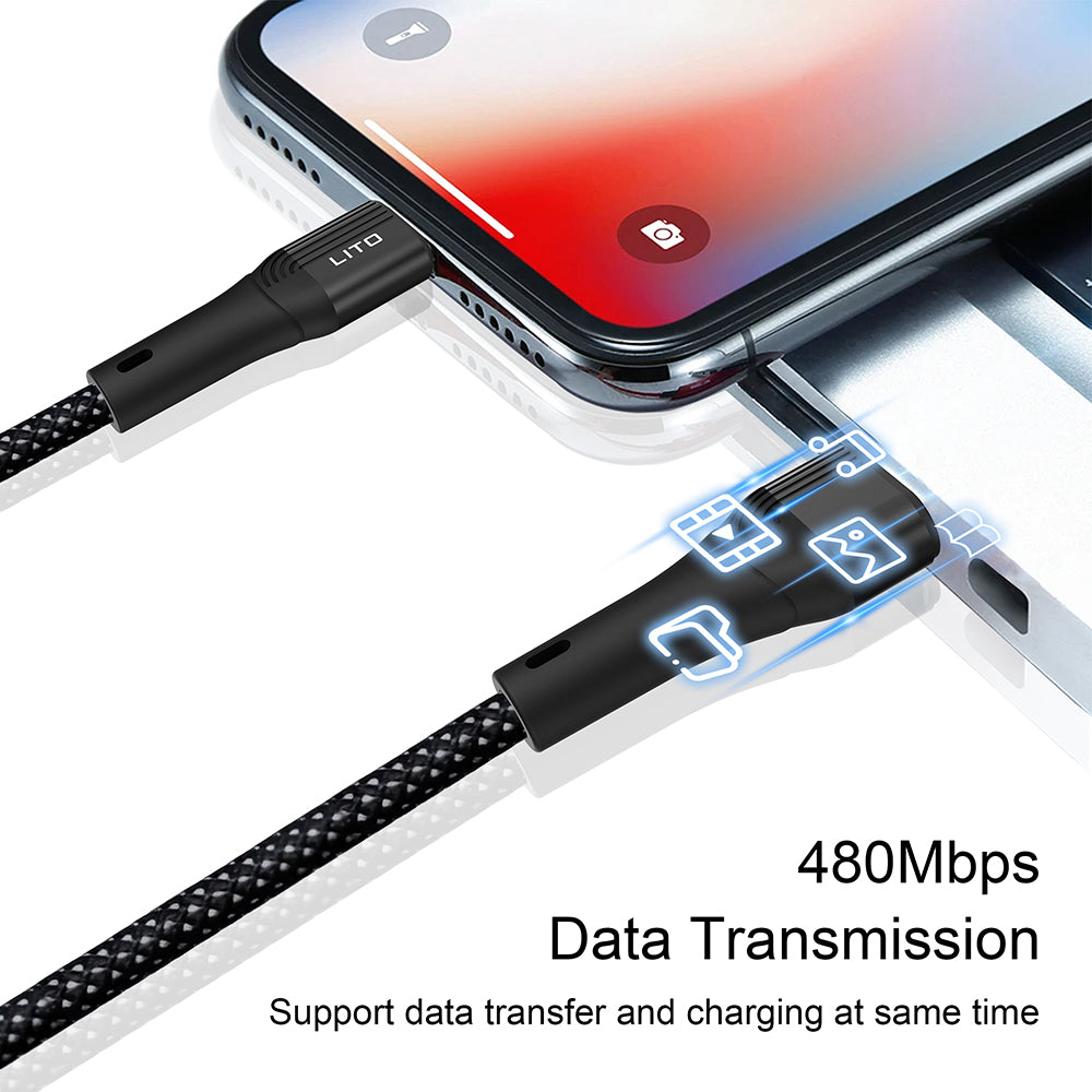 Data- och laddningskabel USB-A - Lightning Lito LD14, 18W, 1m, Svart