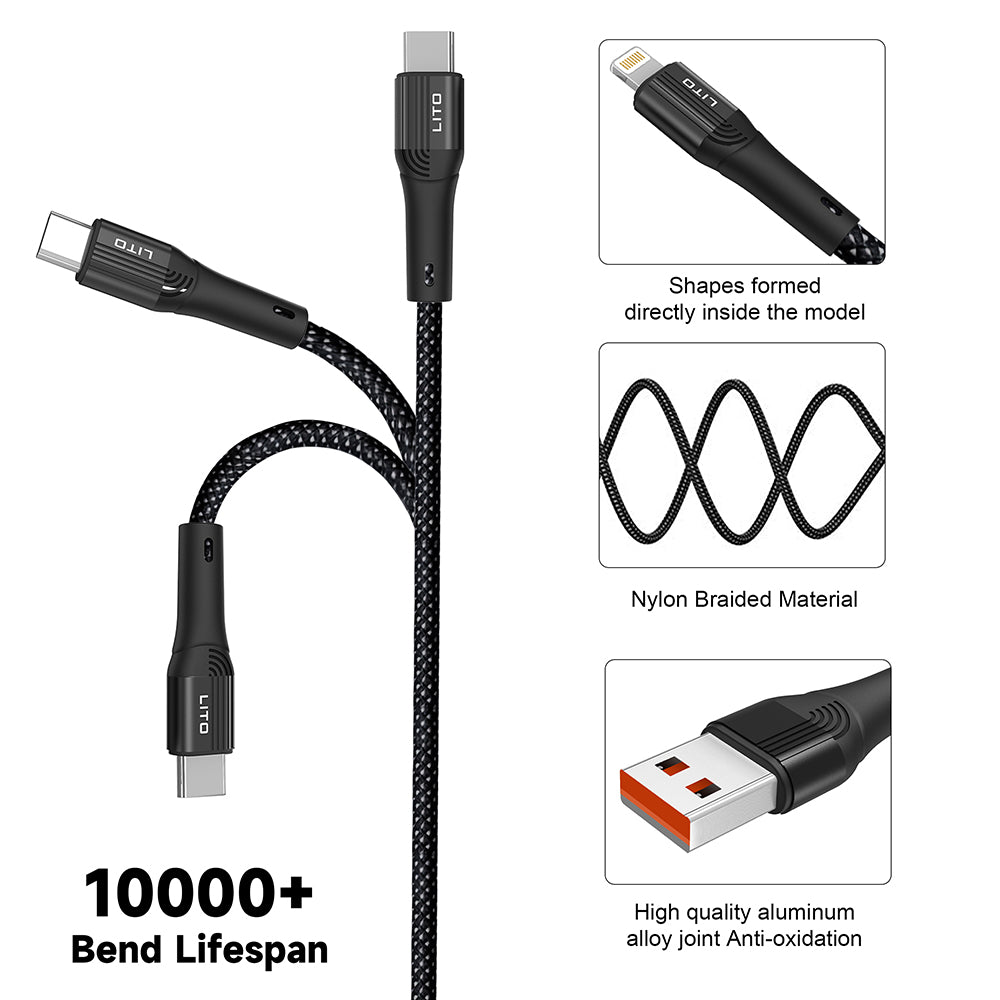 Data- och laddningskabel USB-A - Lightning Lito LD14, 18W, 1m, Svart