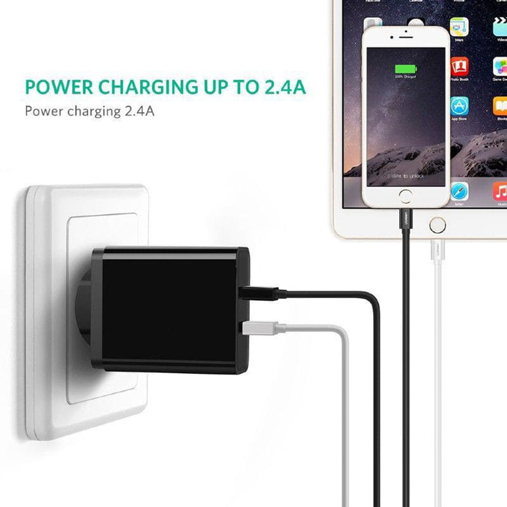 USB-A - Lightning Data- och Laddningskabel UGREEN 80823, 18W, 2m, Svart