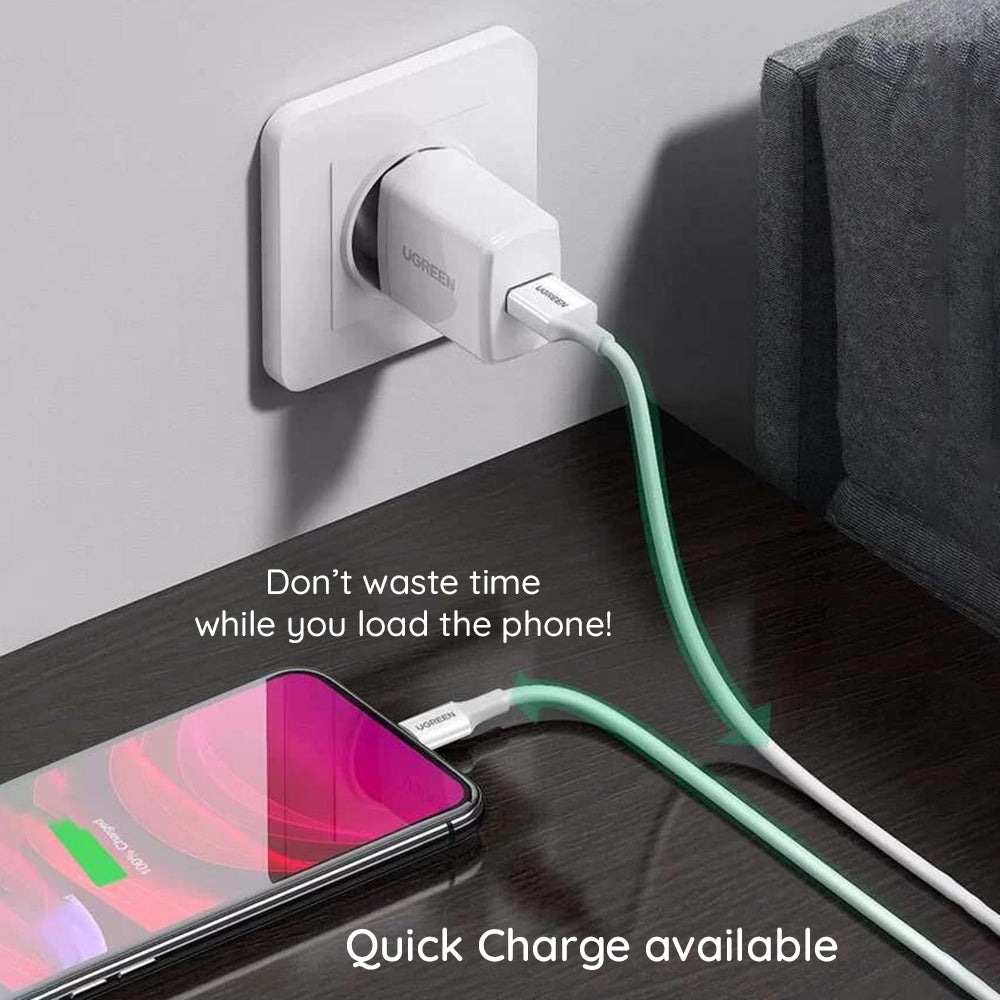 USB-A - Lightning Data- och Laddningskabel UGREEN 80823, 18W, 2m, Svart