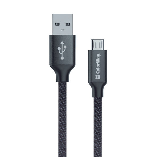 Data- och laddningskabel USB-A - microUSB ColorWay CW-CBUM002, 18W, 1m, Svart