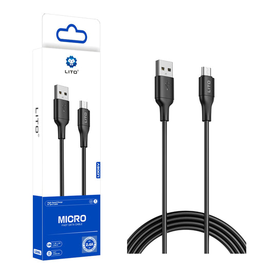 USB-A to microUSB Data and Charging Cable Lito LD06V, 18W, 1m, Black