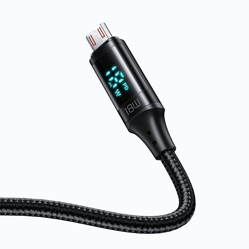 Data- och laddningskabel USB-A - microUSB McDodo CA-1070 Display, 18W, 1.2m, Svart