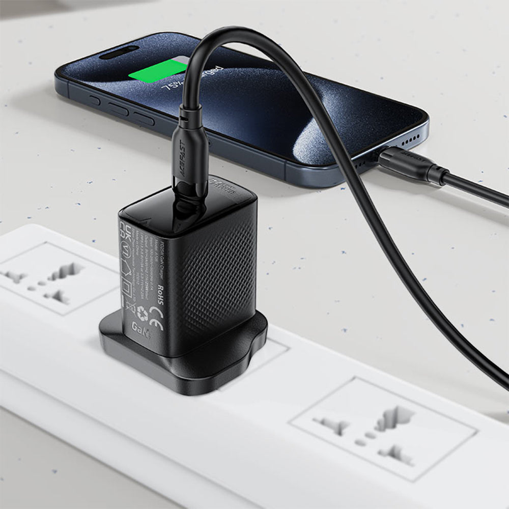 USB-A - USB-C Acefast C16-04 data- och laddningskabel, 18W, 1.2m, Svart
