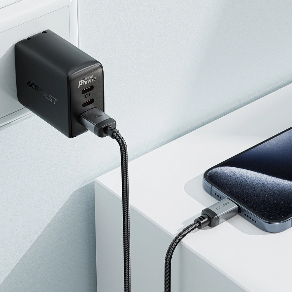 USB-A till USB-C data- och laddningskabel Acefast C20-04, 18W, 1.2m, Svart