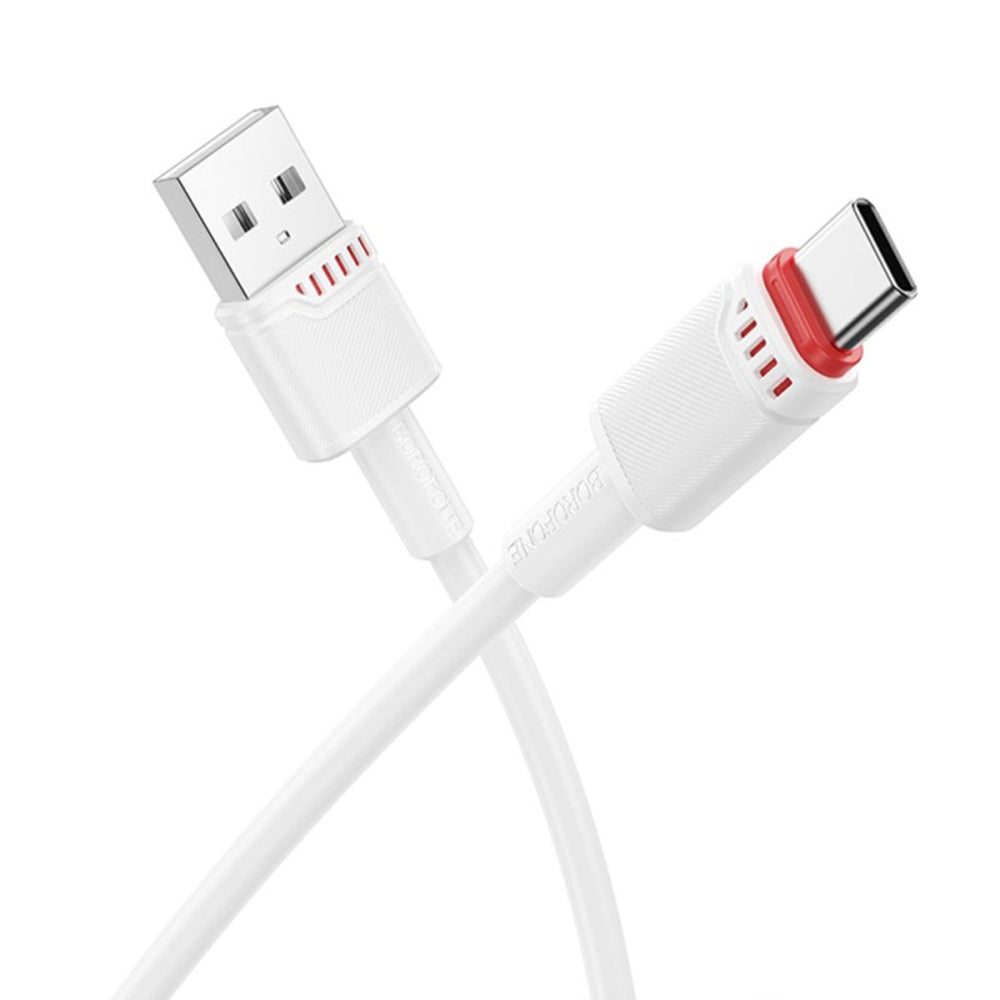 Data- och laddningskabel USB-A - USB-C Borofone BX110 Beneficio, 18W, 1m, Vit