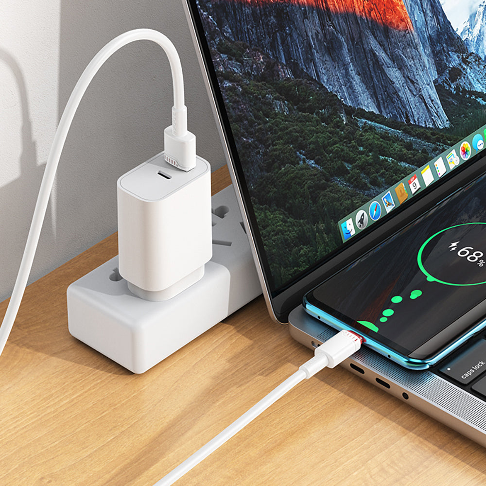 Data- och laddningskabel USB-A - USB-C Borofone BX110 Beneficio, 18W, 1m, Vit