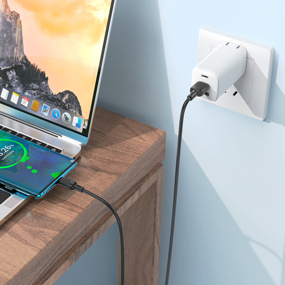 USB-A - USB-C Borofone BX113 Lenny data- och laddningskabel, 18W, 2m, Svart