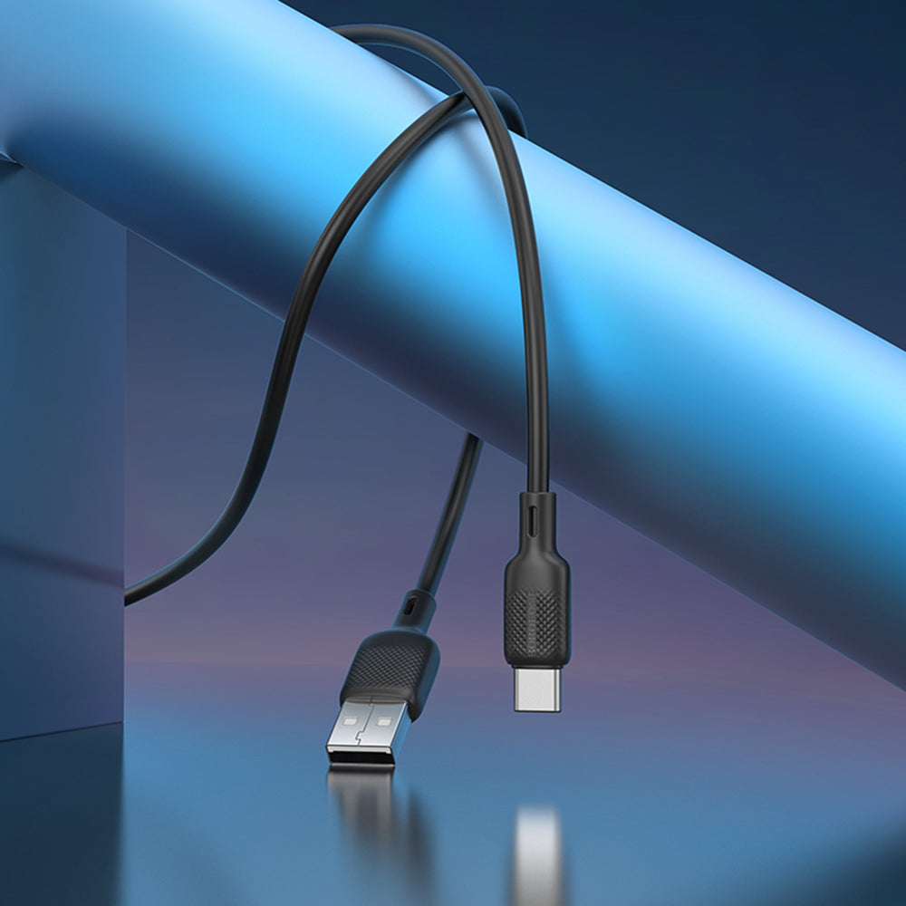 USB-A - USB-C Borofone BX113 Lenny data- och laddningskabel, 18W, 2m, Svart
