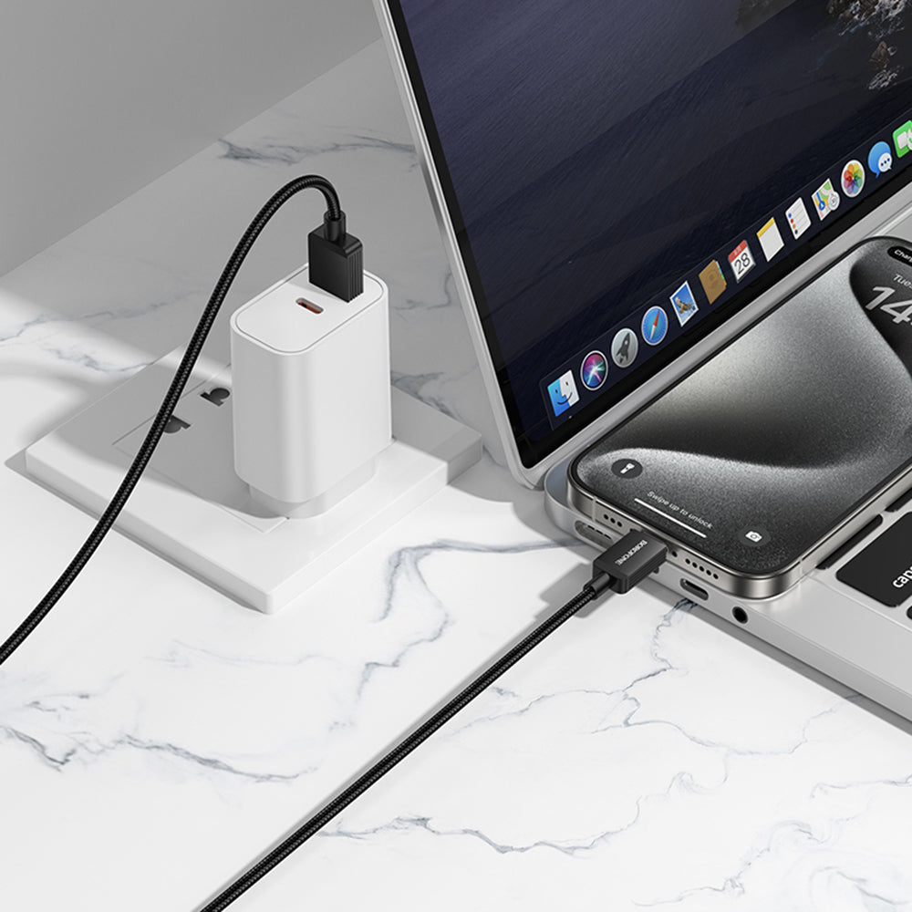 Data- och laddningskabel USB-A - USB-C Borofone BX120 Placer, 18W, 1m, Svart