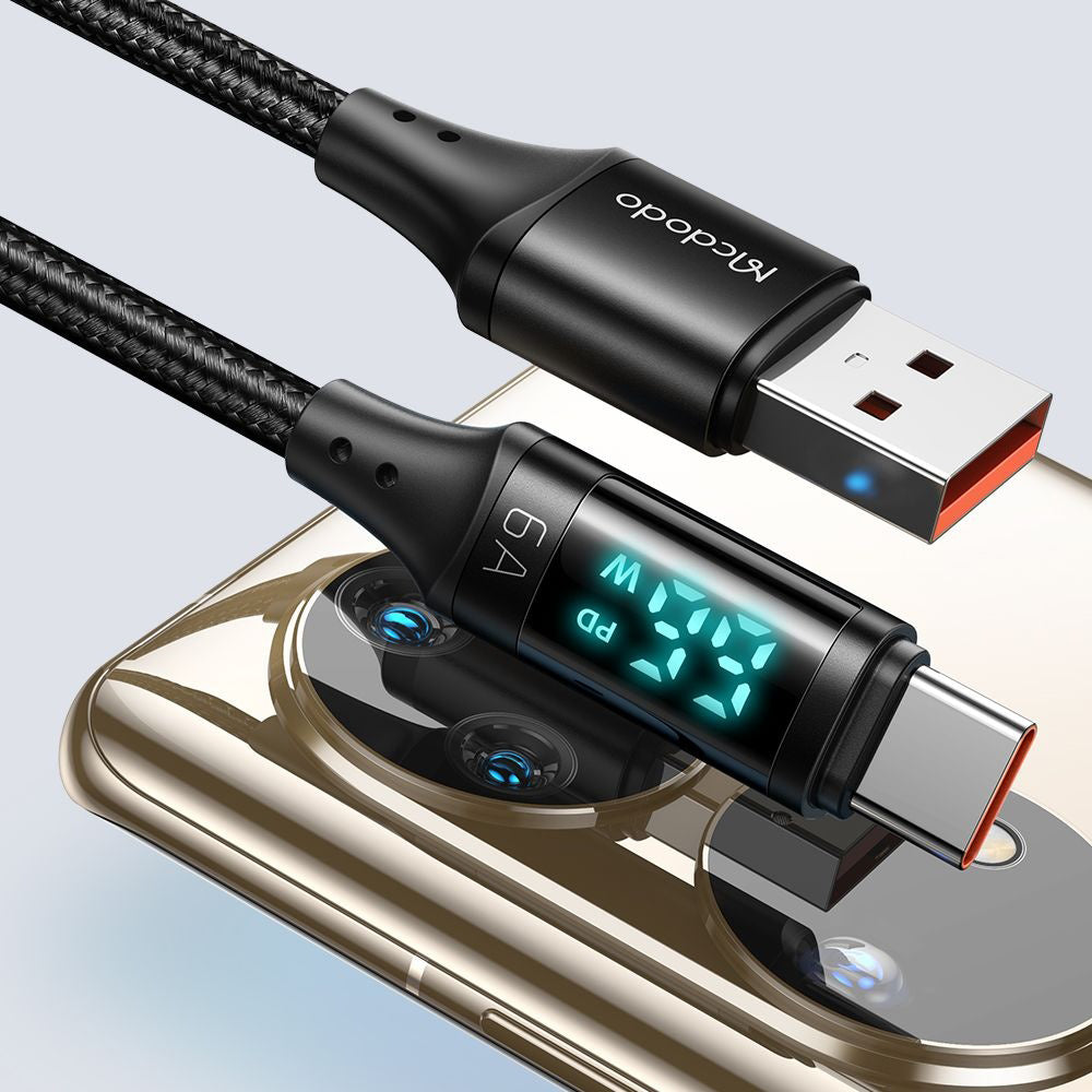 USB-A till USB-C McDodo CA-1080 Display, 66W, 1.2m, Svart
