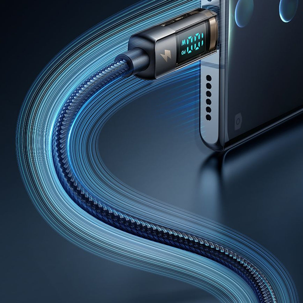 USB-A till USB-C McDodo CA-3630 Data- och Laddningskabel med Auto Power Off Display, 66W, 1.2m, Svart