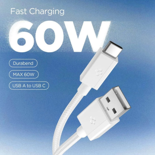 USB-A till USB-C data- och laddningskabel Spigen EB6015AC, 60W, 1,5m, vit ACA10413