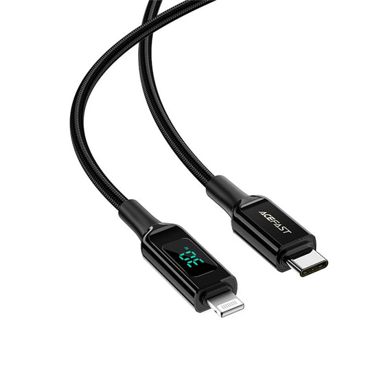 USB-C - Lightning Data- och Laddningskabel Acefast C6-01 Display, 20W, 1.2m, Svart