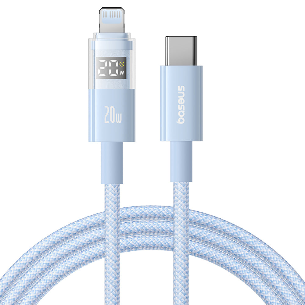 USB-C - Lightning Data- och Laddningskabel Baseus Display 2, 20W, 2m, Blå P10382703311-01