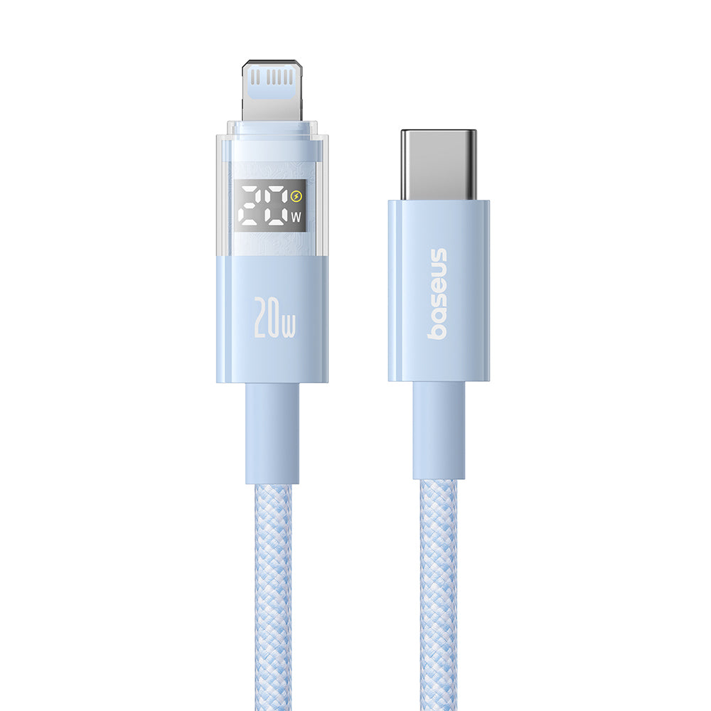 USB-C - Lightning Data- och Laddningskabel Baseus Display 2, 20W, 2m, Blå P10382703311-01