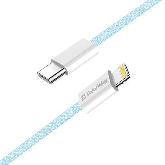USB-C - Lightning Data- och Laddningskabel ColorWay CW-CBPDCL061, 27W, 1m, Blå