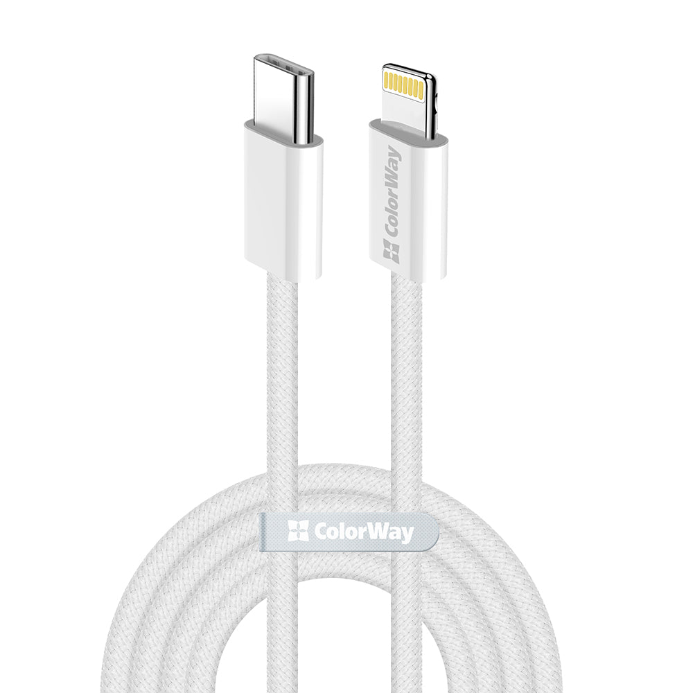 USB-C - Lightning Data- och Laddningskabel ColorWay CW-CBPDCL061, 27W, 1m, Grå