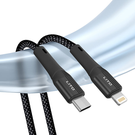 Data- och laddningskabel USB-C - Lightning Lito LD14CL, 30W, 1m, Svart
