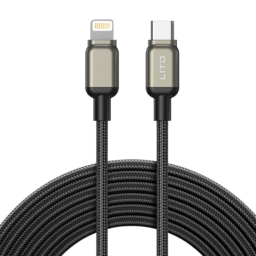 Data- och laddningskabel USB-C till Lightning Lito LD17, 20W, 1m, Svart