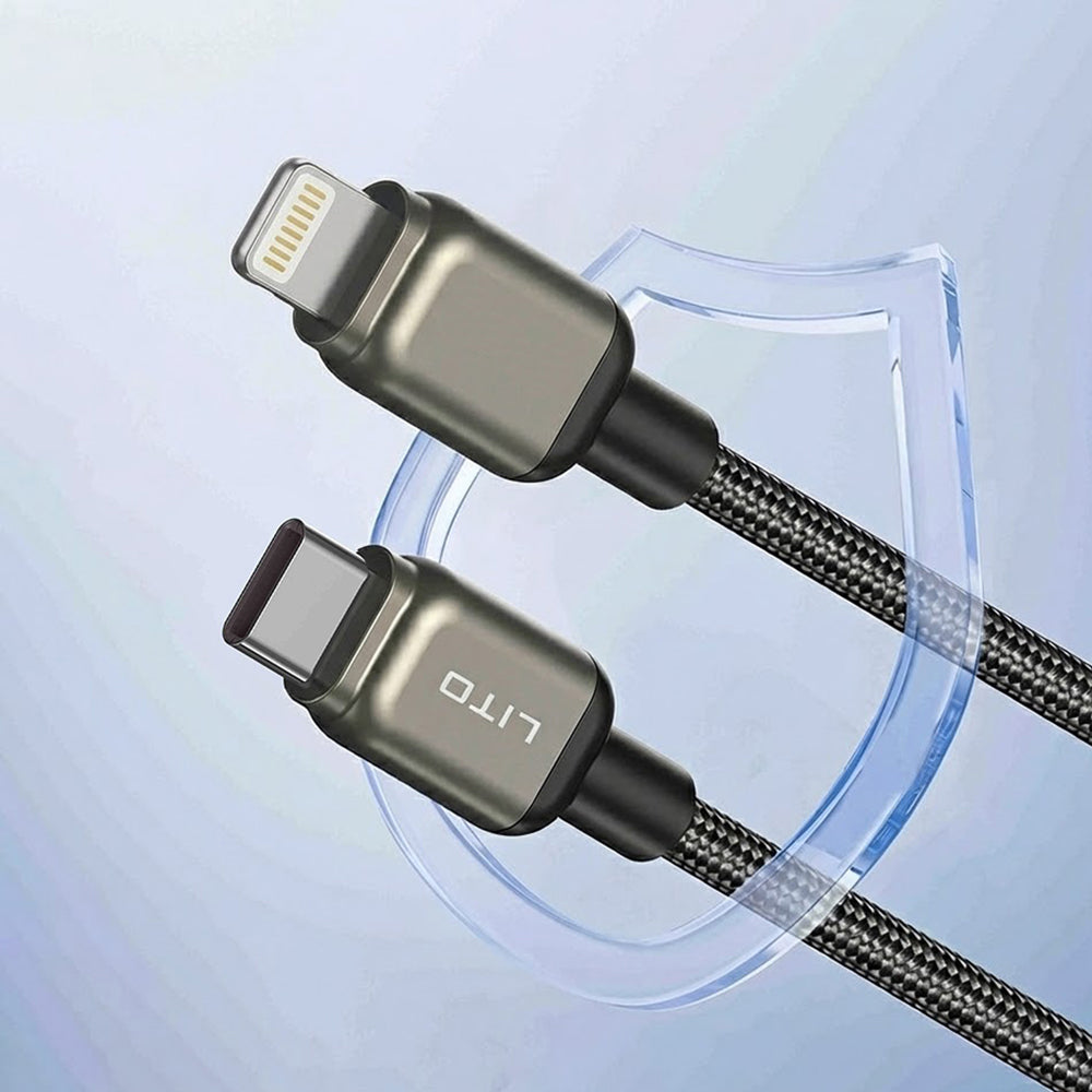 Data- och laddningskabel USB-C till Lightning Lito LD17, 20W, 1m, Svart