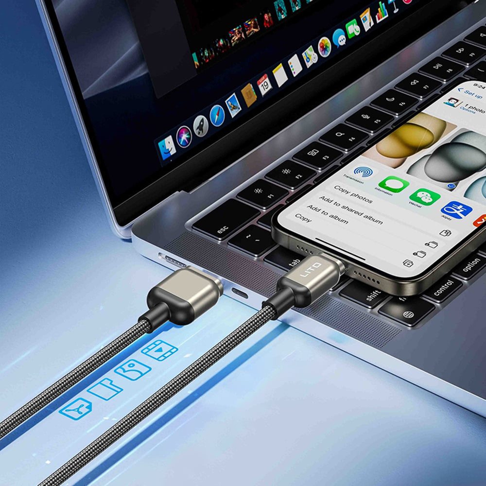 Data- och laddningskabel USB-C till Lightning Lito LD17, 20W, 1m, Svart