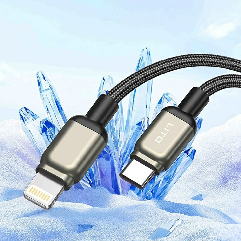 Data- och laddningskabel USB-C till Lightning Lito LD17, 20W, 1m, Svart