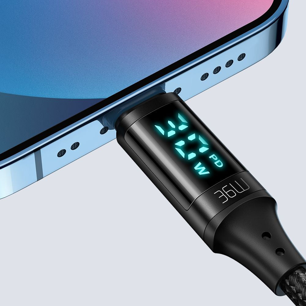 USB-C - Lightning McDodo CA-1030 Display, data- och laddningskabel, 36W, 1.2m, Svart