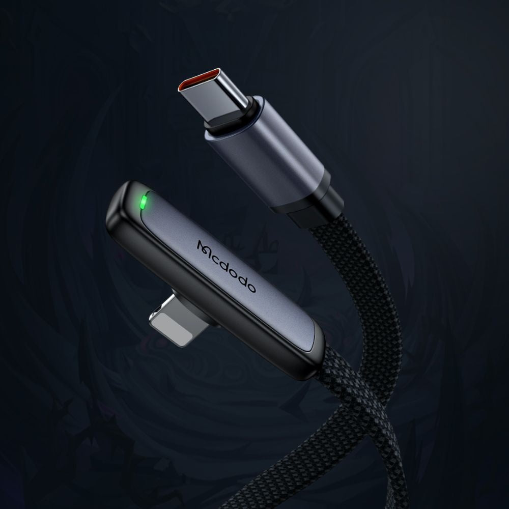 USB-C - Lightning McDodo CA-3350 Angled data- och laddningskabel, 36W, 1.2m, Svart