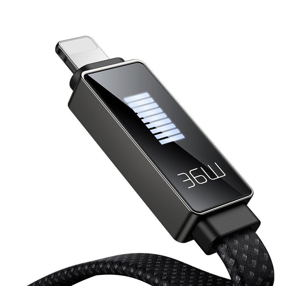 Data- och laddningskabel USB-C - Lightning McDodo CA-4960 Rythm Display, 36W, 1.2m, Svart