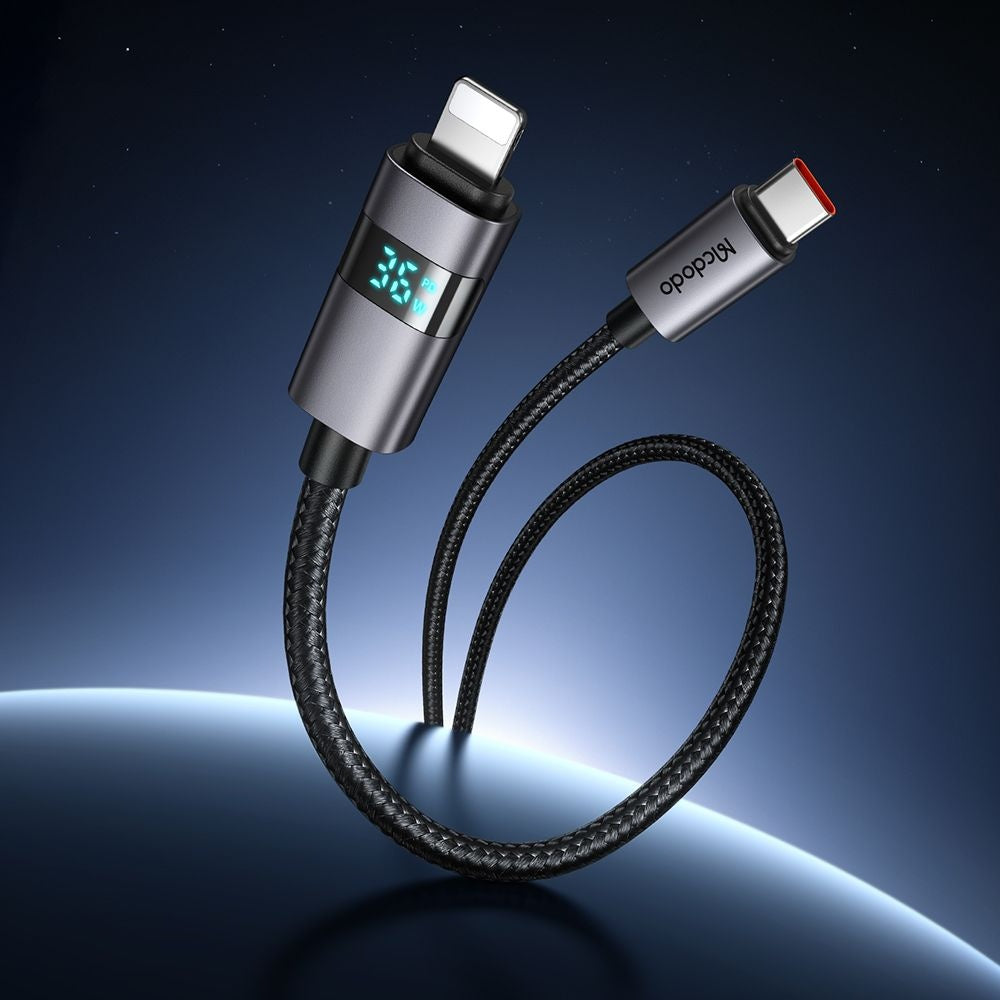 USB-C till Lightning McDodo CA-6570 Display Data- och Laddningskabel, 36W, 1.2m, Svart