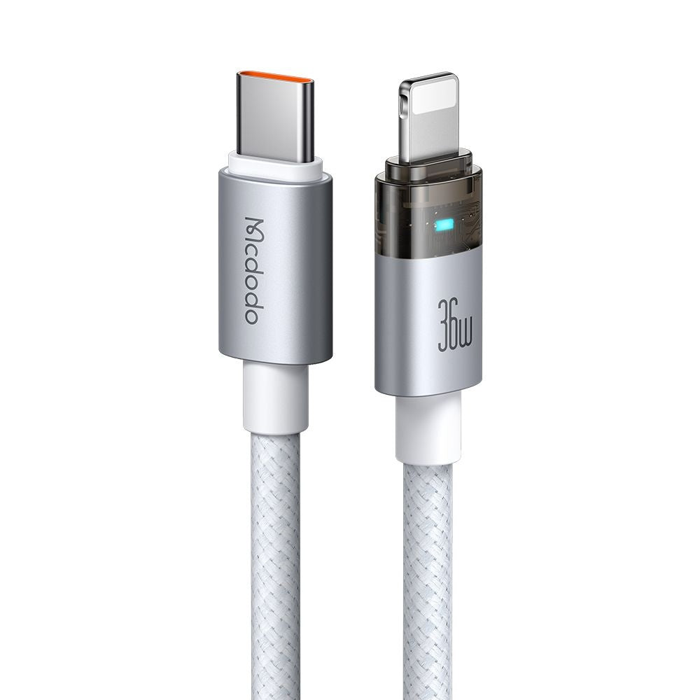 Data- och laddningskabel USB-C - Lightning McDodo CA-6942, 36W, 1.2m, Vit