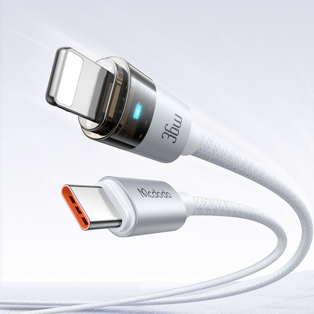 Data- och laddningskabel USB-C - Lightning McDodo CA-6942, 36W, 1.2m, Vit