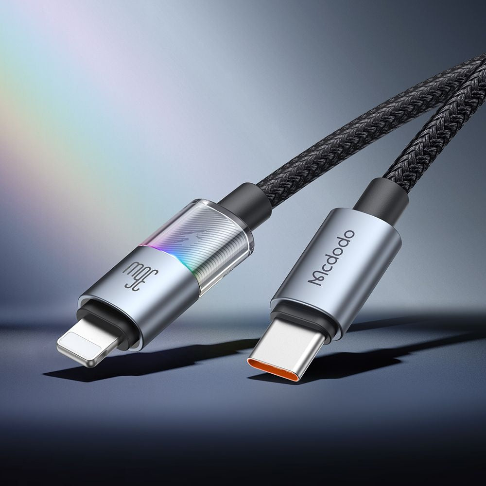 USB-C - Lightning McDodo CA-8190 Colorful data- och laddningskabel, 36W, 1.2m, Svart
