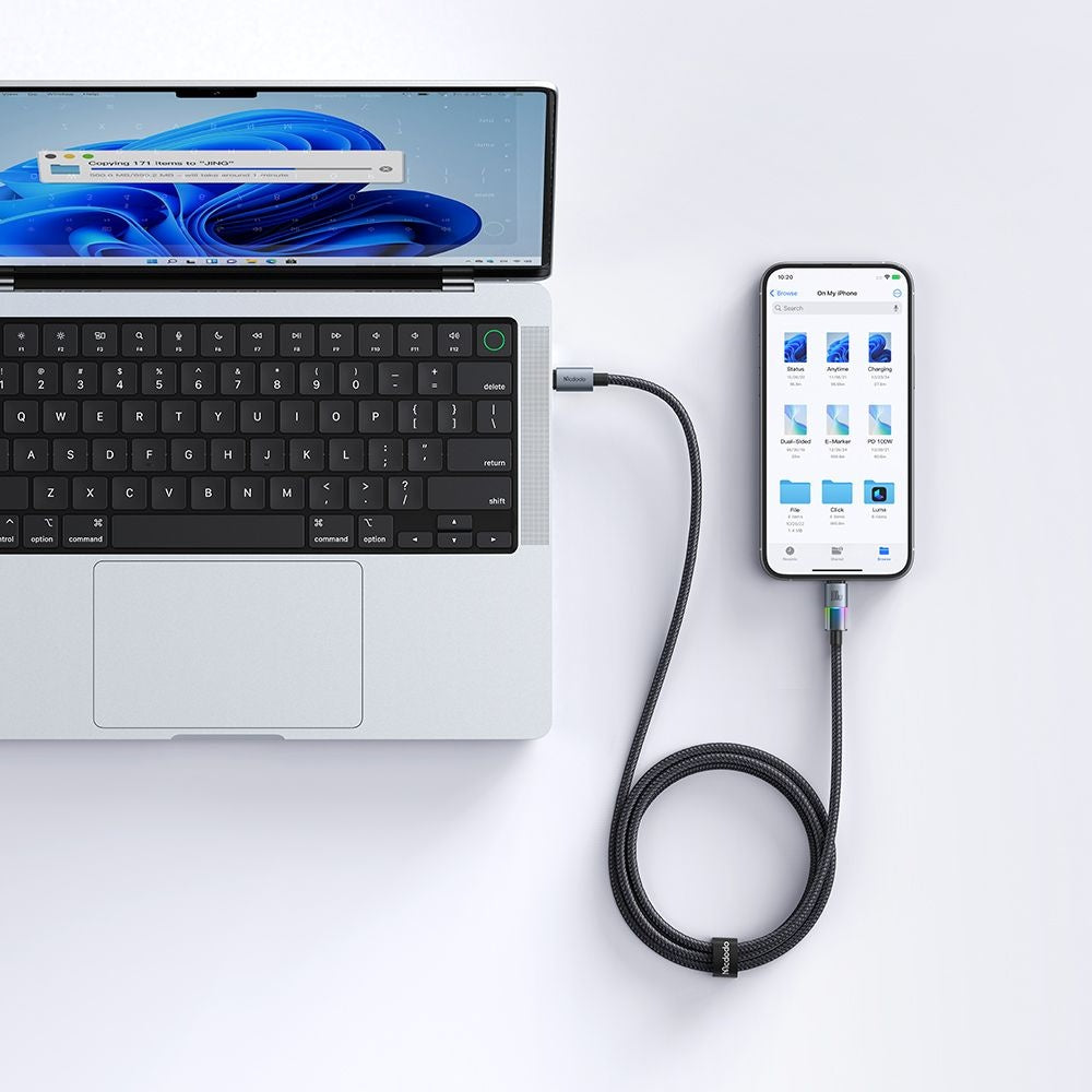 USB-C - Lightning McDodo CA-8190 Colorful data- och laddningskabel, 36W, 1.2m, Svart