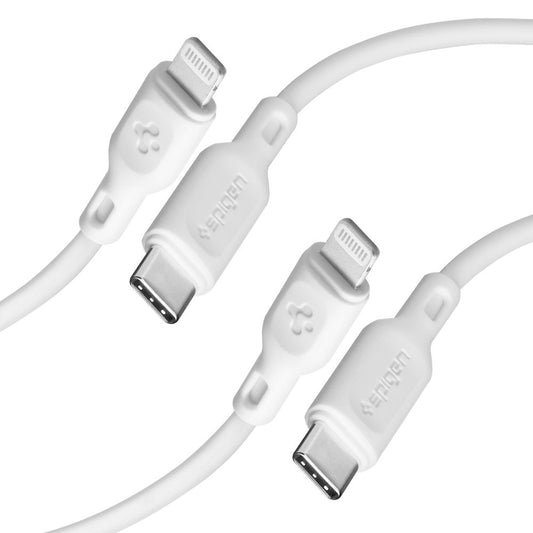 USB-C to Lightning Spigen Durasync Data and Charging Cable, 20W, 1m, White, Set of 2 Pieces