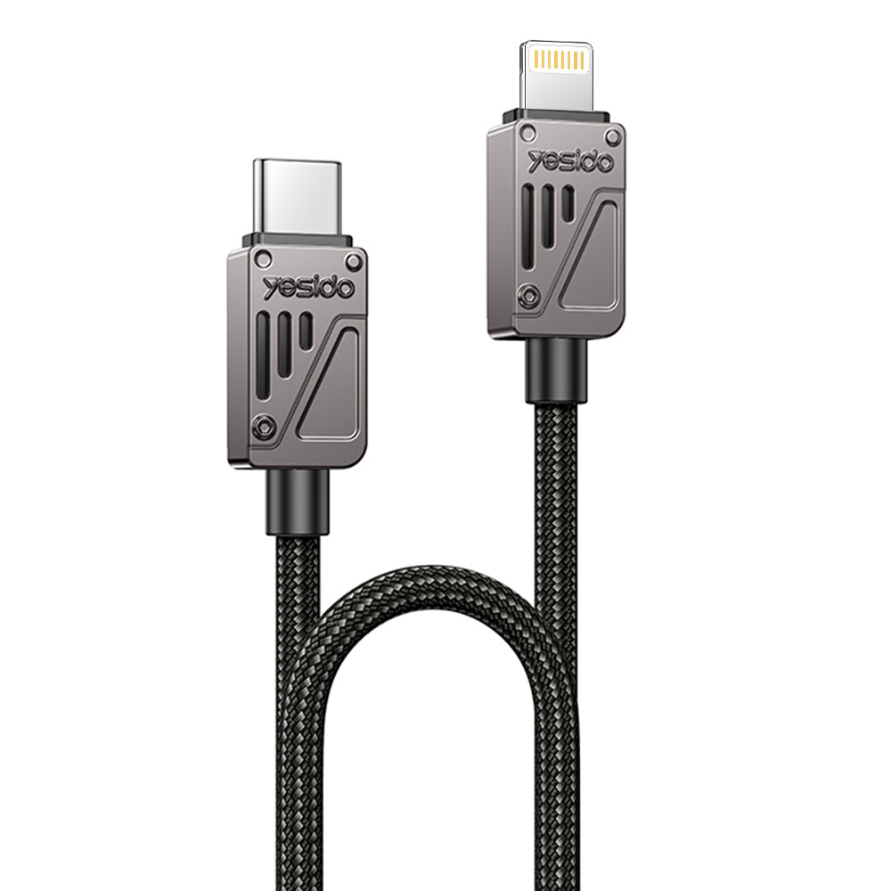 USB-C - Lightning Data- och Laddningskabel Yesido CA195, 27W, 1.2m, Svart
