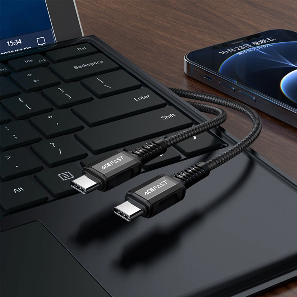 USB-C Data and Charging Cable - USB-C Acefast C1-03, 60W, 1.2m, Black