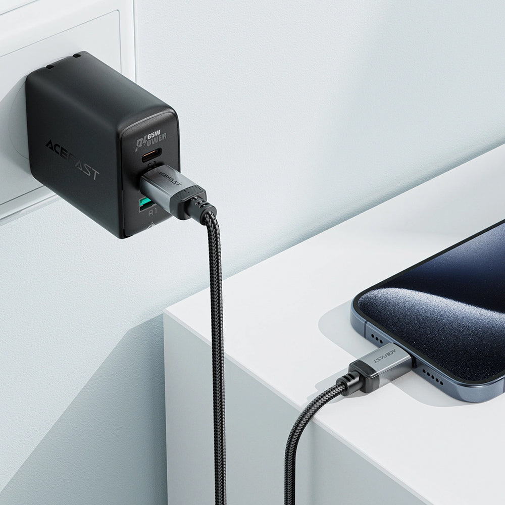 USB-C Data and Charging Cable - USB-C Acefast C20-03, 60W, 1.2m, Black