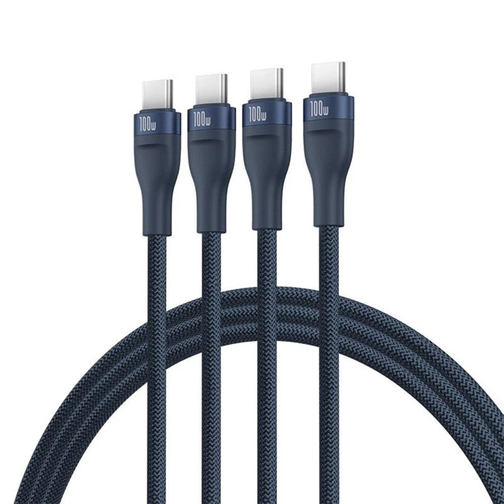 USB-C Laddningskabel - 3 x USB-C Baseus Flash Series III 3in1, 100W, 1.5m, Blå P10377503321-00