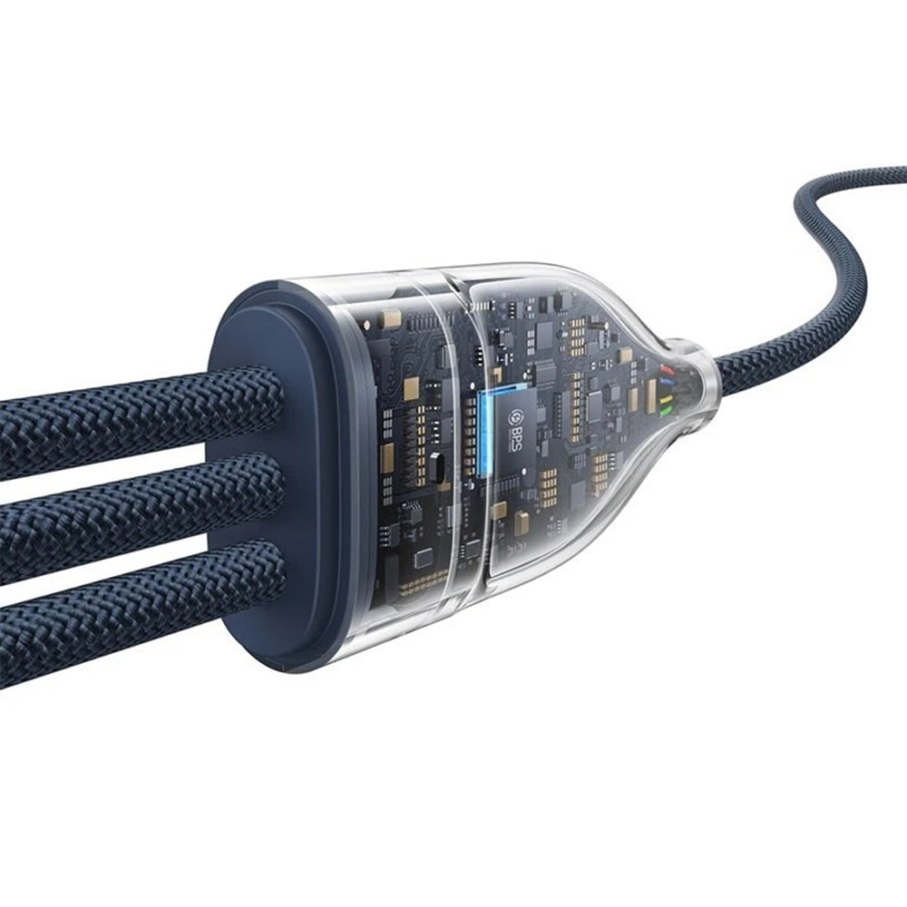 USB-C Laddningskabel - 3 x USB-C Baseus Flash Series III 3in1, 100W, 1.5m, Blå P10377503321-00