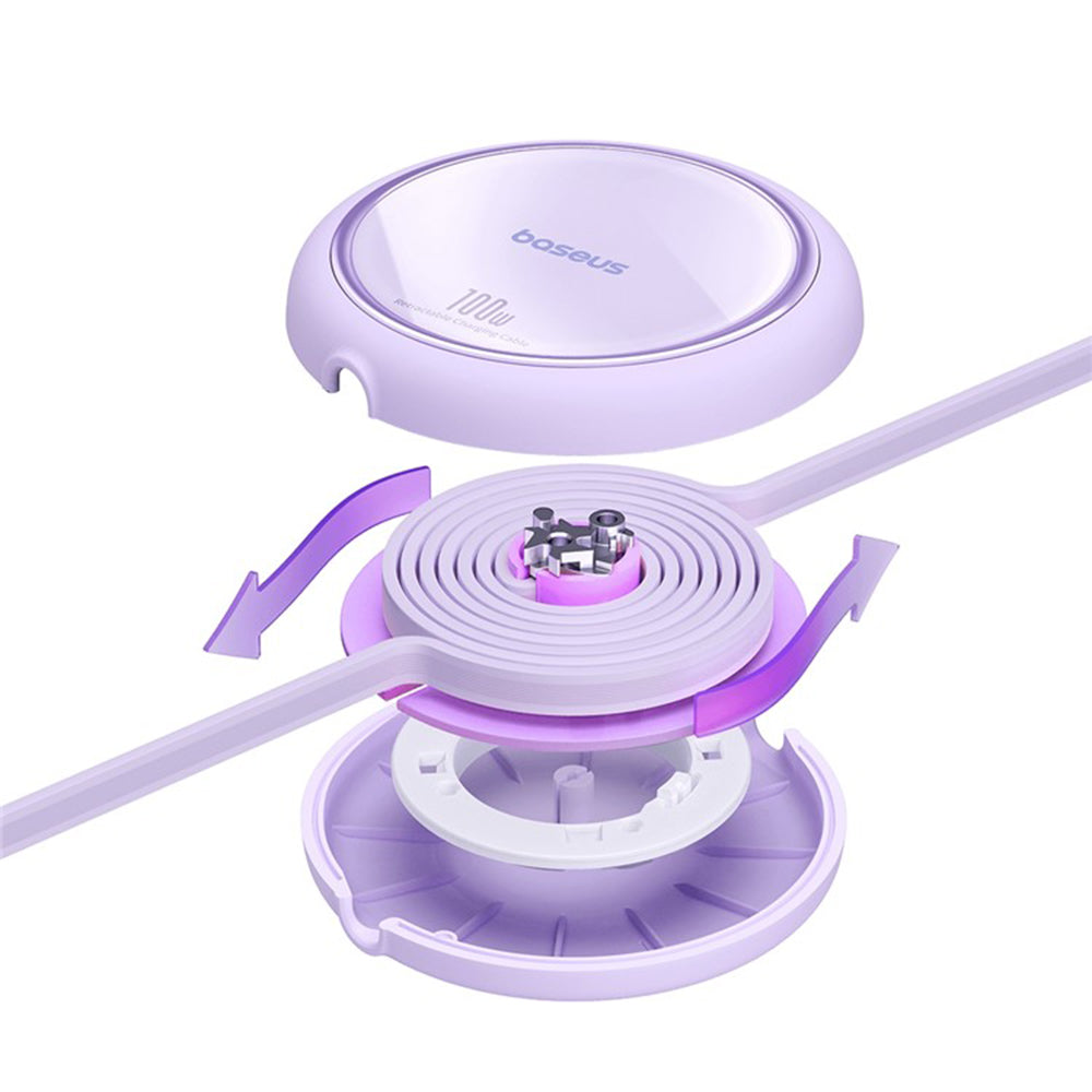 USB-C Data- och Laddningskabel - USB-C Baseus Free2Draw Mini Retractable, 100W, 1m, Lila P10364500511-00