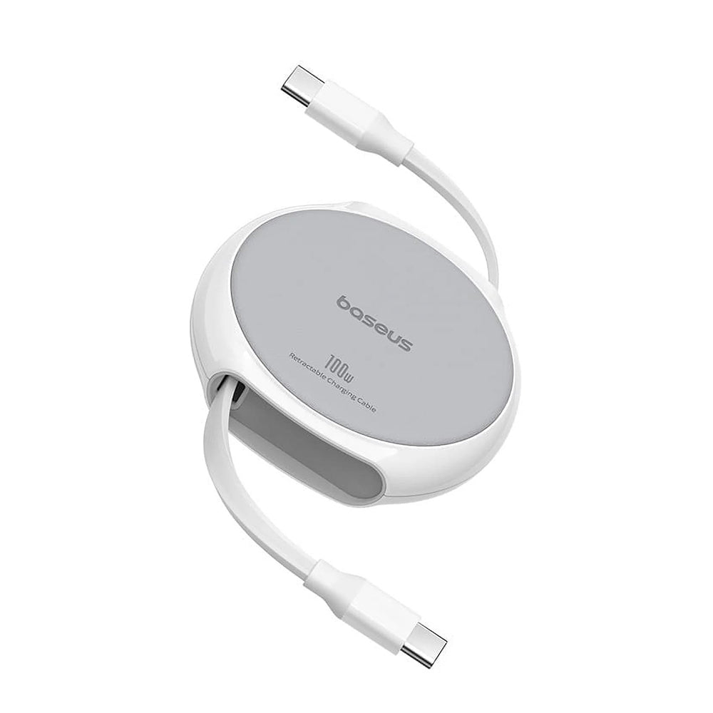 USB-C Data- och Laddningskabel - USB-C Baseus Pathfinder Retractable, 100W, 1m, Vit P10368400211-00