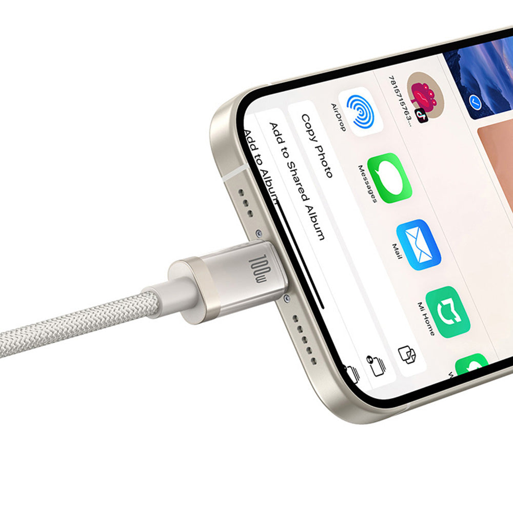 Data- och laddningskabel USB-C till USB-C Baseus Titanium, 100W, 2m, Silver P10378100G21-01