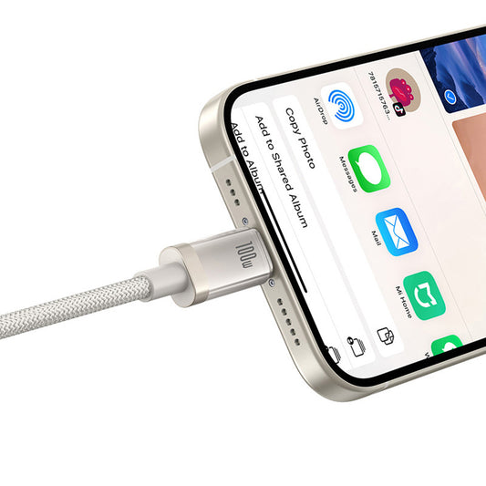 Data- och laddningskabel USB-C till USB-C Baseus Titanium, 100W, 2m, Silver P10378100G21-01