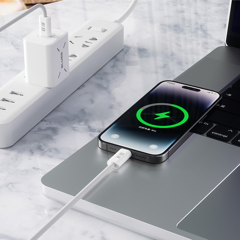 USB-C Data- och Laddningskabel - USB-C Blueo, 100W, 2m, Vit