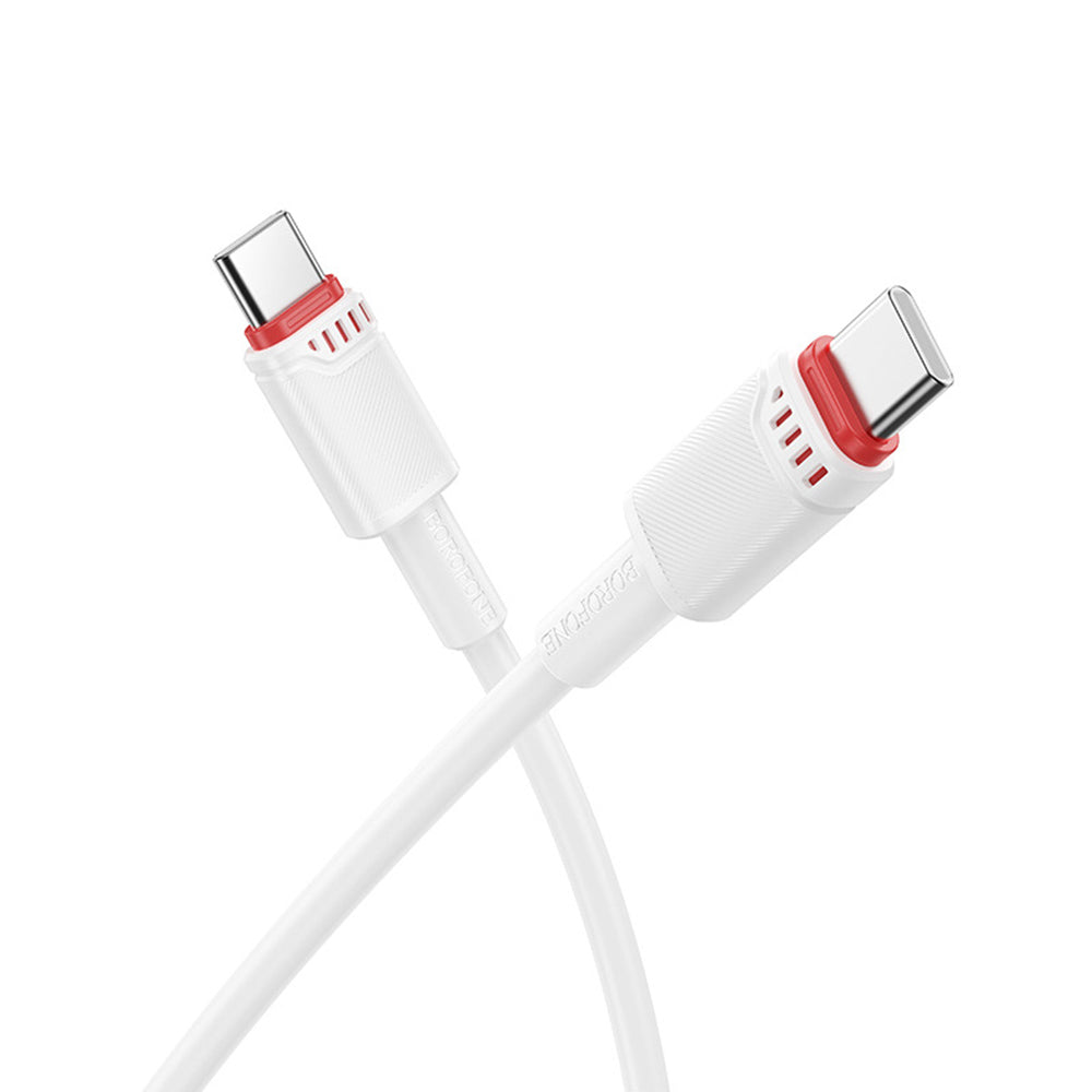 USB-C Data- och Laddningskabel - USB-C Borofone BX110 Beneficio, 60W, 1m, Vit