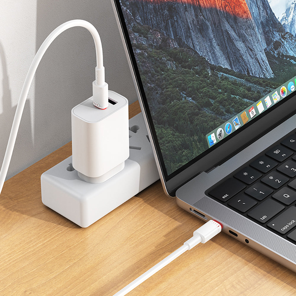 USB-C Data- och Laddningskabel - USB-C Borofone BX110 Beneficio, 60W, 1m, Vit